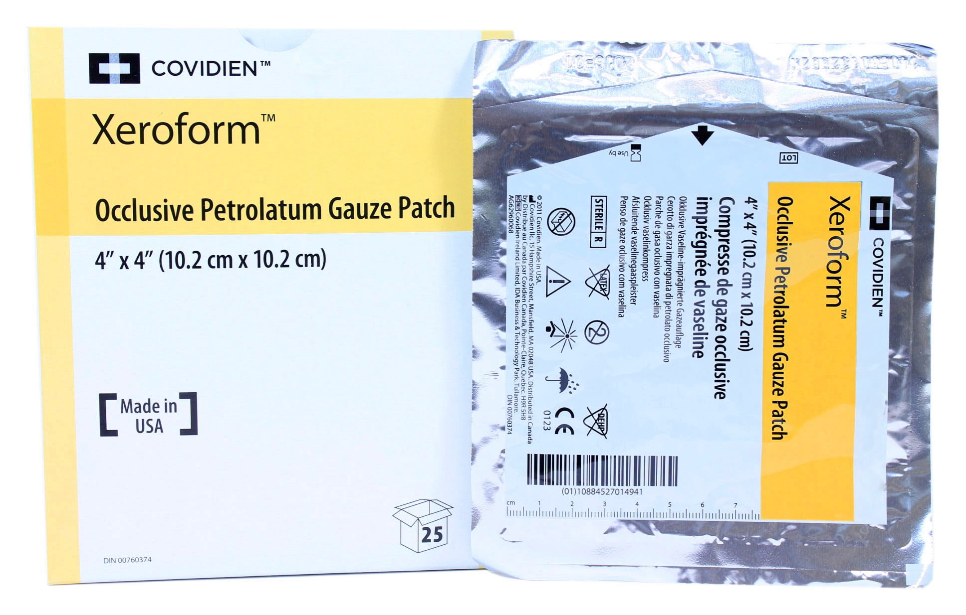 "Xeroform Medical First Aid Pharmacy Supplies Occlusive Petrolatum Gauze 4"" x 4"" Box of 25