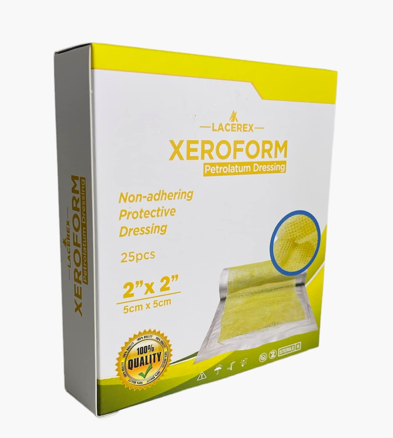 Xeroform Petrolatum Dressing NonAdhering Gauze Pad for Wound Care, Sterile & LatexFree
