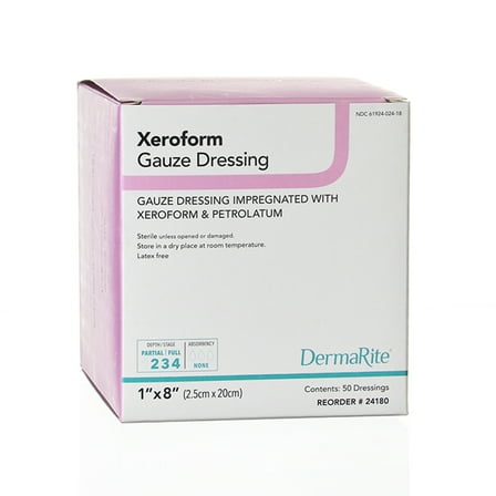 Xeroform Xeroform Petrolatum Impregnated Dressing 1 x 8" Strip Gauze 24180 50 Ct