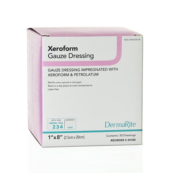 Xeroform Xeroform Petrolatum Impregnated Dressing 1 x 8" Strip Gauze 24180 50 Ct