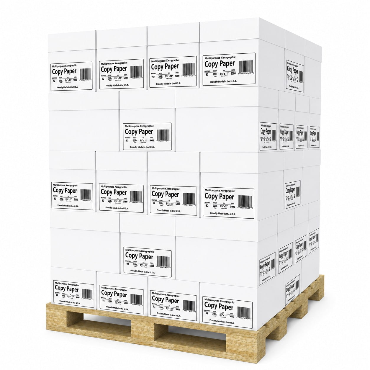 Xerographic Copy Paper 8.5" x 11", 92 Bright White 20 lb., Pallet, 40 cases, 400 reams (200,000 sheets)