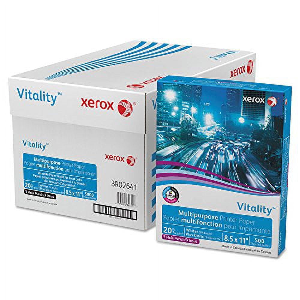 Xerox 3R02641RM Vitality Multipurpose 3-Hole Punched Paper, 8 1/2 x 11, White, 500 Sheets/RM