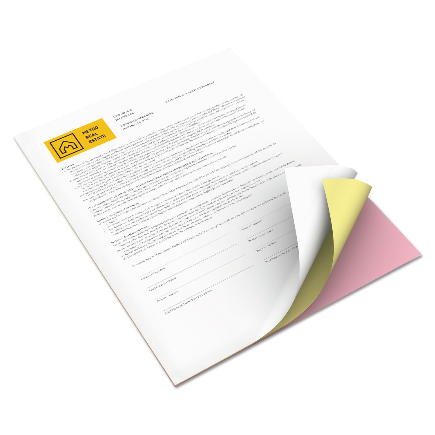 Xerox Premium Digital Carbonless Paper - For Laser Print - Letter - 8.50" X 11" - 22 Lb - White, Yellow, Pink (3r12424_35)