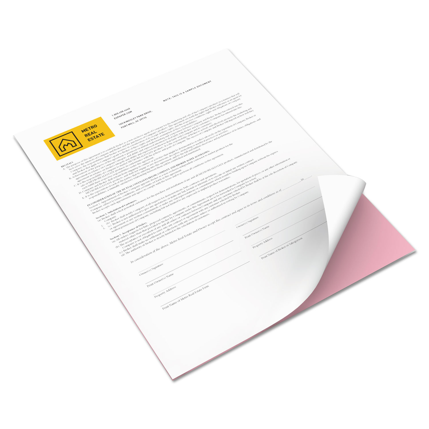 KDM T58961M, Laser Carbonless Paper 8 1/2 X 11, 2 Part Reverse Pink ...