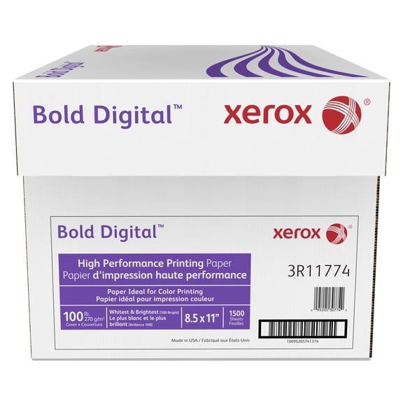 Xerox Bold Digital Printing Paper, 6 Reams, Letter Size (8 1/2" x 11"), 100 (U.S.) Brightness, 100 Lb Cover (270 gsm),