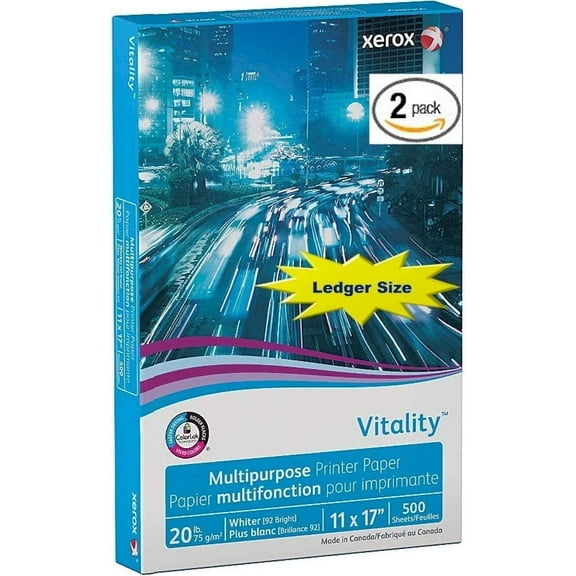 Xerox Ledger Size Vitality Business 4200 Multipurpose Copy Laserkjet Printer Paper, 11 x 17ch, 20 Density, 92 Bright White, Acid Free, 2 Ream Pack, 1000 Total Sheets (3R3761-2 Ream Multipack)
