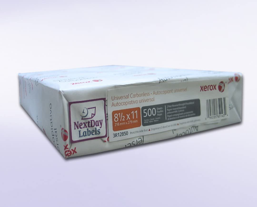 Xerox Premium 2 Part Digital NCR White/Yellow Carbonless Paper, Letter Size 8.5 x 11 White/Yellow, Ream of 500 Sheets 250 Sets, Item # 3R12850