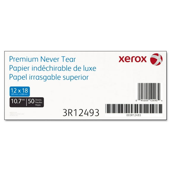 Xerox Revolution Premium Never Tear Paper 12 x 18 10.7 mil White 50 Sheets/PK 3R12493