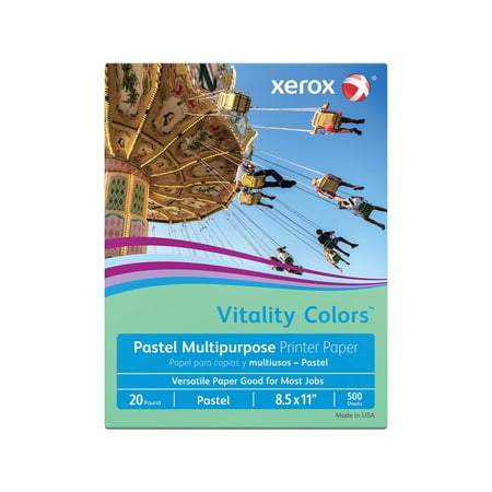 Xerox® Vitality Colors™ Multi-Use Printer & Copy Paper, 1 Ream, Green, Letter (8.5" x 11"), 500 Sheets Per Ream, 20 Lb, 30% Recycled