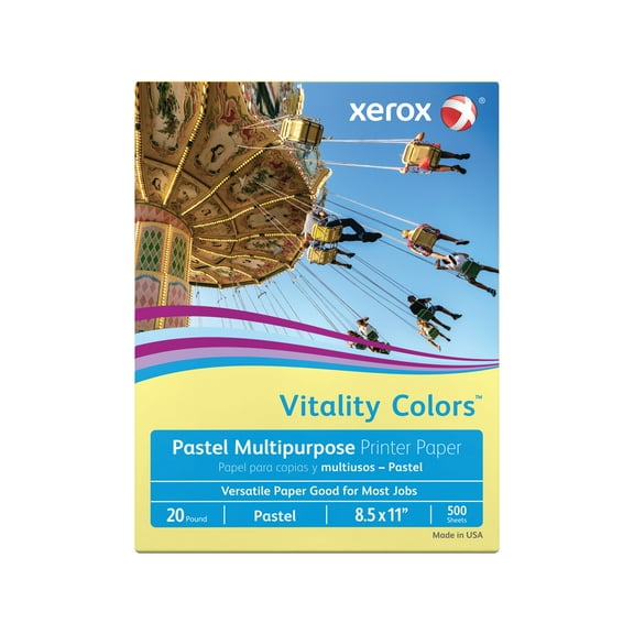 Xerox Vitality Colors Multipurpose Printer Paper, Letter Paper Size, 20 Lb, 30% Recycled, Yellow, Ream Of 500 Sheets