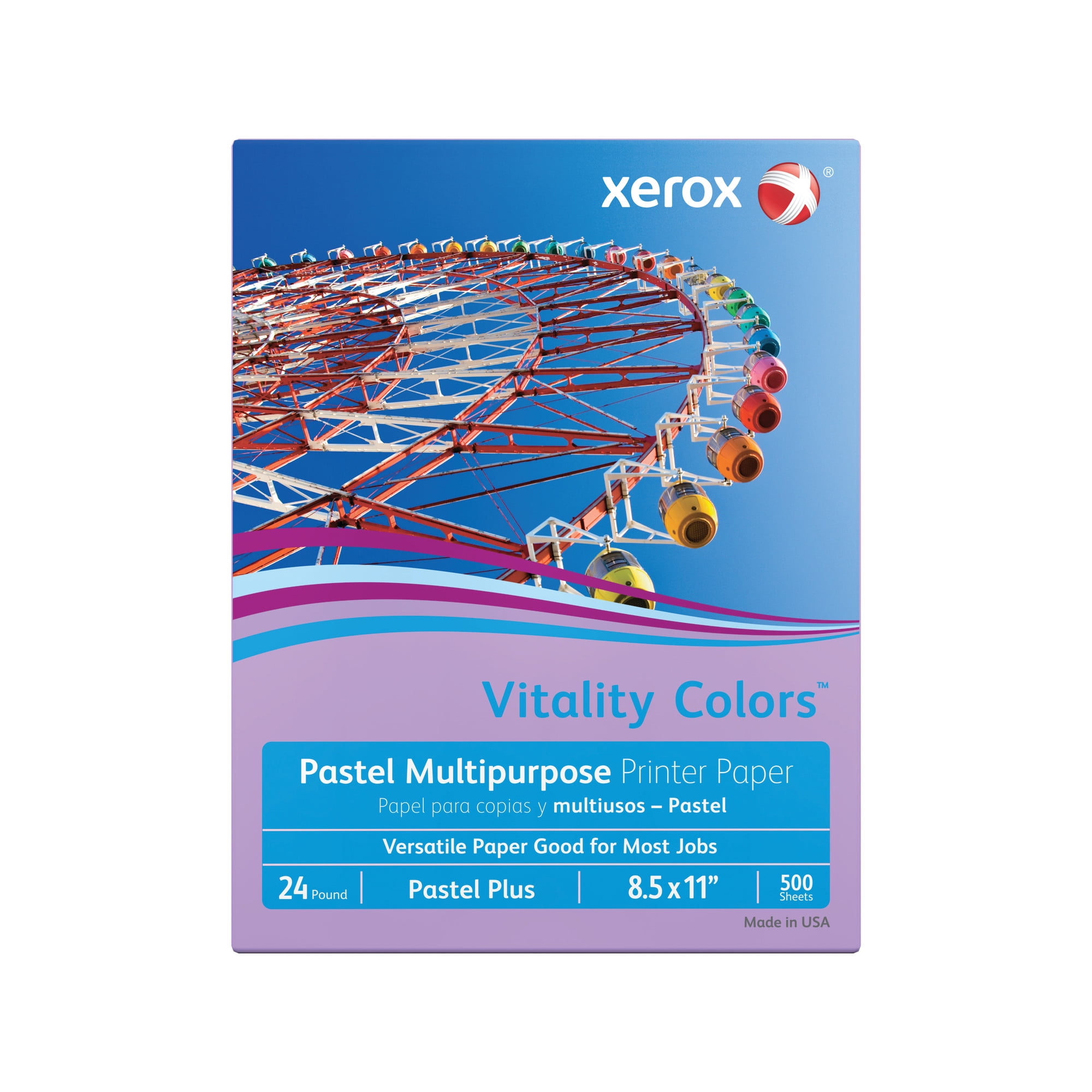 Xerox Vitality Colors Pastel Plus Color Multi-Use Printer & Copy Paper, 1 Ream, Lilac, Letter (8.5" x 11"), 500 Sheets