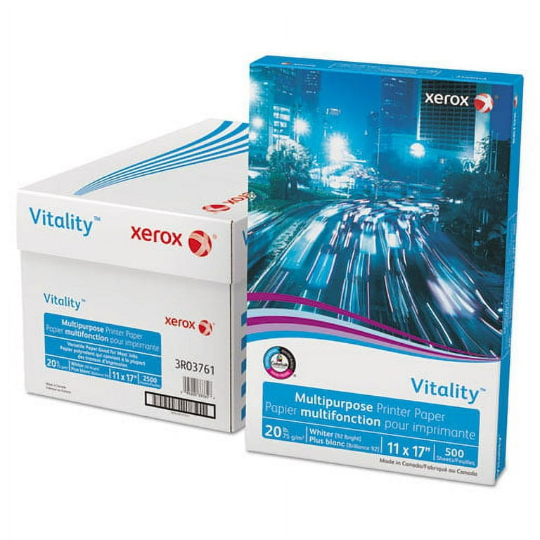 Vitality Multipurpose Print Paper, 92 Bright, 20 lb Bond Weight, 11 x 17, White, 500/Ream Vitality Multipurpose Print Paper, 92 Bright, 20 lb Bond Weight, 11 x 17, White, 500/Ream
