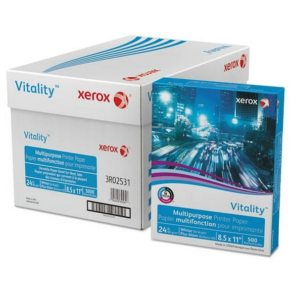 Xerox Vitality Multipurpose Print Paper, 92 Bright, 24 lb, 8.5 X 11, White, 500/Ream | Bundle of 2 Reams
