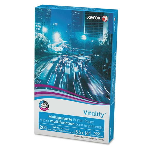 Xerox Vitality Multipurpose Printer Paper, 8 1/2" x 14", White, 500 Sheets Per Ream