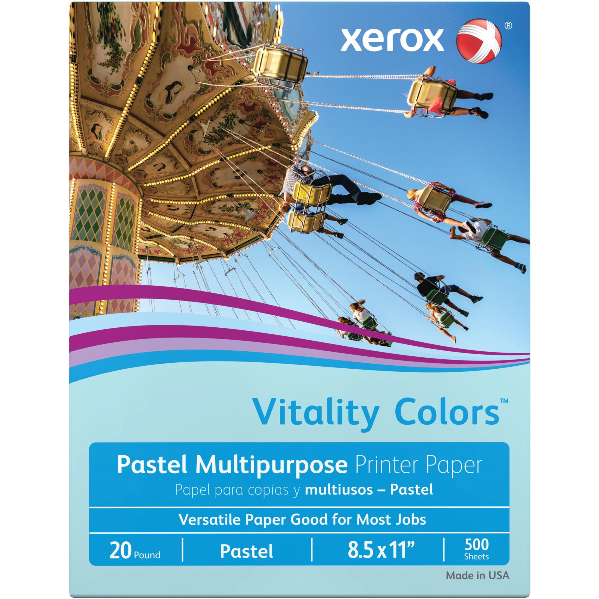 Xerox Vitality Pastel Multipurpose Paper - Blue Letter - 8 1/2" x 11" - 20 lb Basis Weight - 500 / Ream - Blue