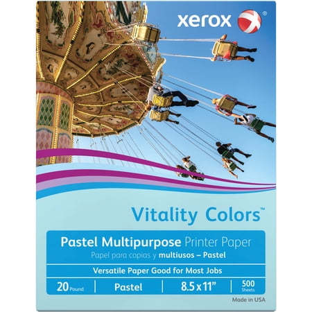 Xerox Vitality Pastel Multipurpose Paper - Blue Letter - 8 1/2" x 11" - 20 lb Basis Weight - 500 / Ream - Blue