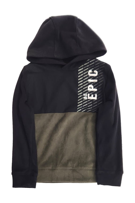 Boys Black & Green Polar Fleece Hooded Jacket Sweatshirt Small 8