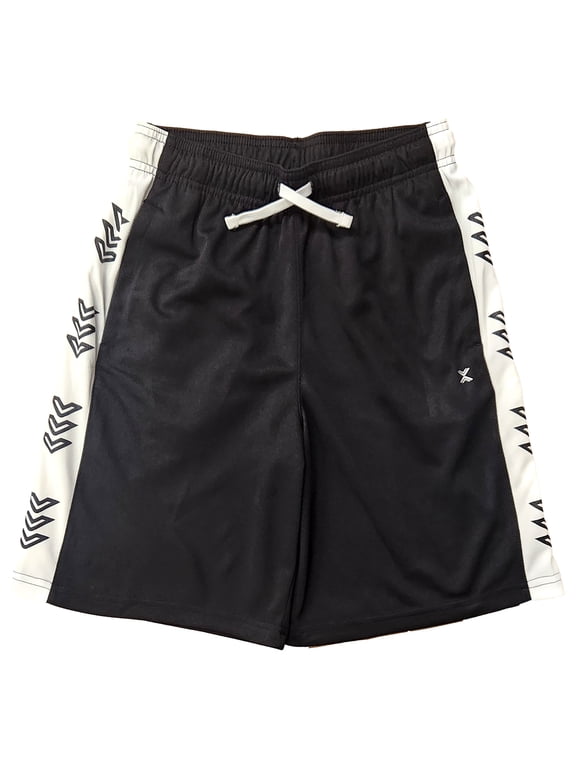 Boys Black & White Stripe Athletic Basketball Gym Shorts X-Large 18-20