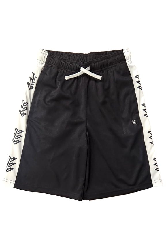 Boys Black & White Stripe Athletic Basketball Gym Shorts X-Large 18-20