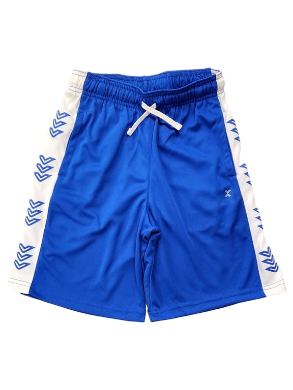 Boys Blue & White Stripe Athletic Basketball Gym Shorts XXS 4-5