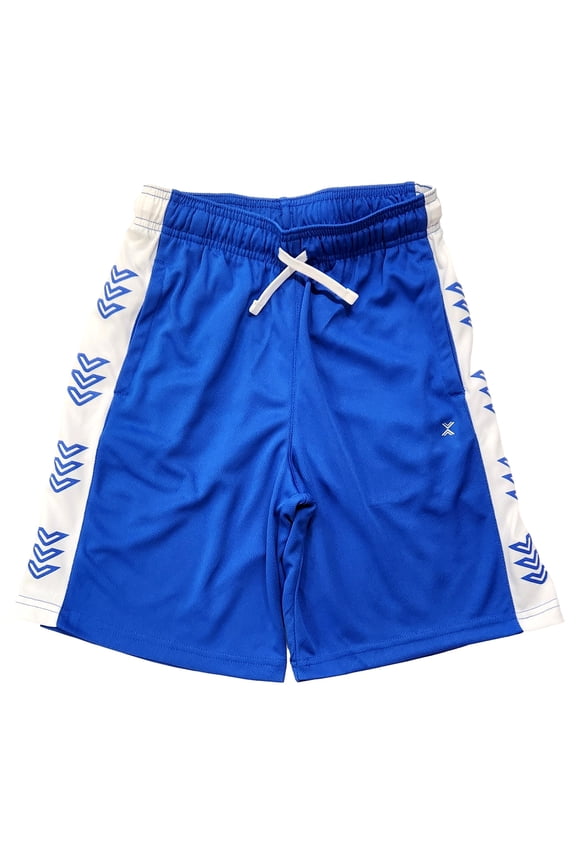 Boys Blue & White Stripe Athletic Basketball Gym Shorts XXS 4-5