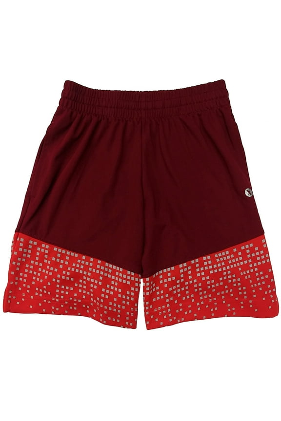 Boys Burgundy & Red 2-Tone Dot Athletic Basketball Shorts XXS (4-5)
