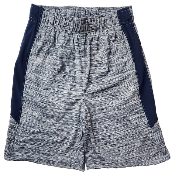 Xersion Boys Heather Blue Side Stripe Athletic Basketball Gym Shorts MD 10-12