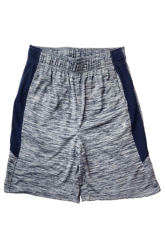 Boys Heather Blue Side Stripe Athletic Basketball Gym Shorts MD 10-12