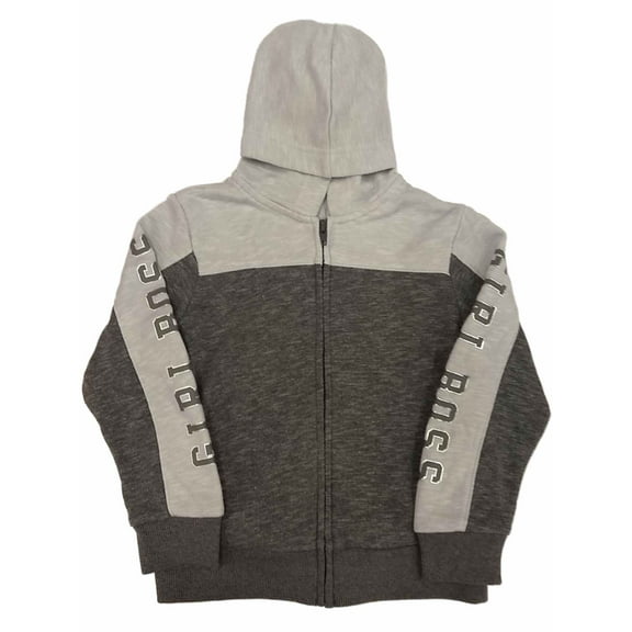 Xersion Girls 2-Tone Gray Girl Boss Zip Front Hoodie Sweatshirt Jacket M