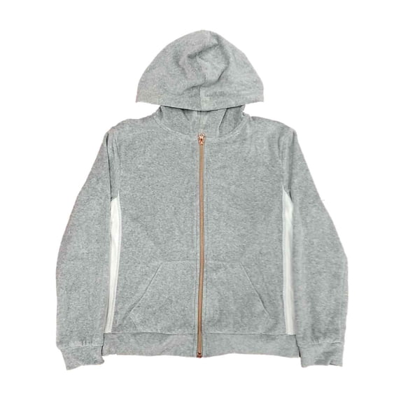 Xersion Girls 2-Tone Gray & White Zip Front Hoodie Sweatshirt Jacket XXS (4-5)