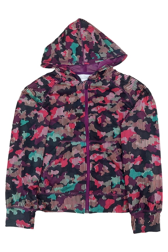 Girls Black Camo Active Quick Dry Hoodie Sweatshirt Thumbholes