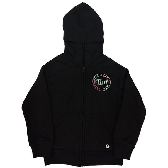 Xersion Girls Black Stay Strong & Fierce Zip Front Hoodie Sweatshirt Jacket XXS