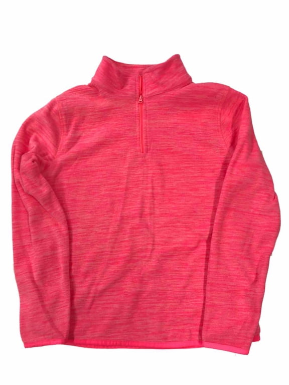 Girls Pink Speckle Fleece Quarter Zip Jacket Sweatshirt X-Large (16)