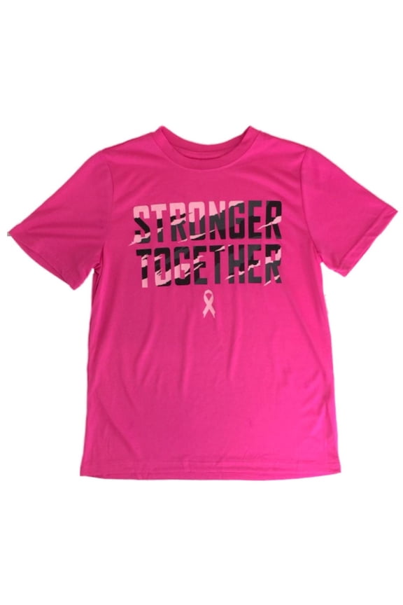 Girls Pink Stronger Together Breast Cancer Awareness Sports Shirt XXS