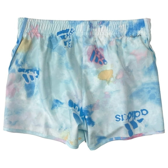 Adidas Girls Light Blue Tie Dye Running Track Athletic Training Shorts L (14)
