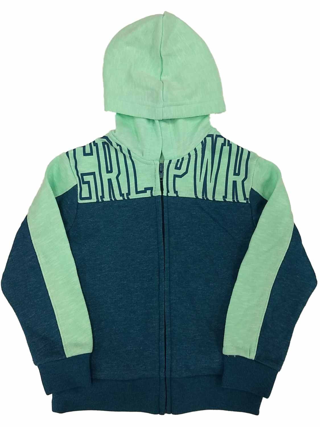 Xersion Girls Teal & Blue Girl Power Zip Front Hoodie Sweatshirt Jacket ...