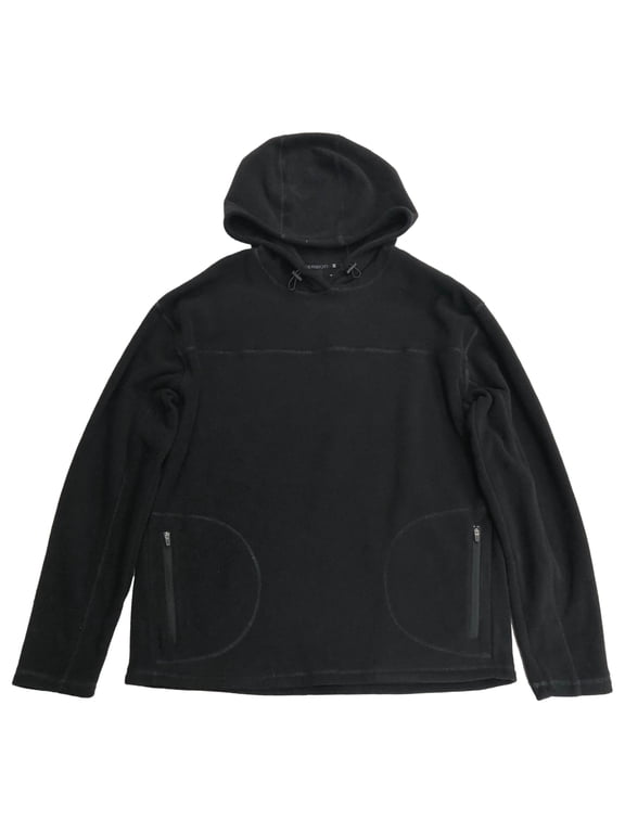 Mens Big & Tall Black Fleece Pull-Over Hooded Sweatshirt Hoodie 2XL