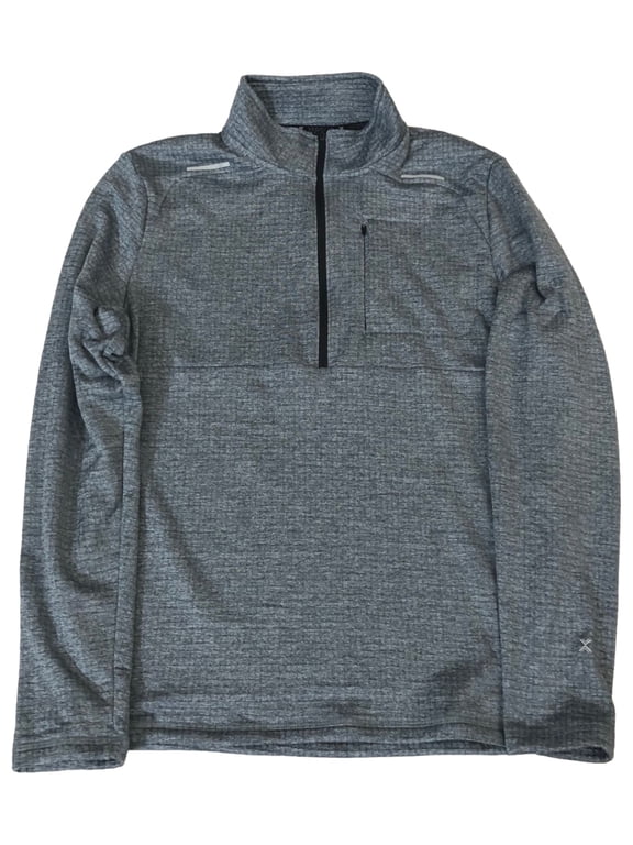 Mens Blue Gray 1/4 Zip Mock Neck Sweatshirt Jacket Shirt Medium