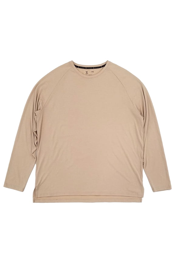 Mens Coastal Beige Long Sleeve Crew Studio T-Shirt X-Large
