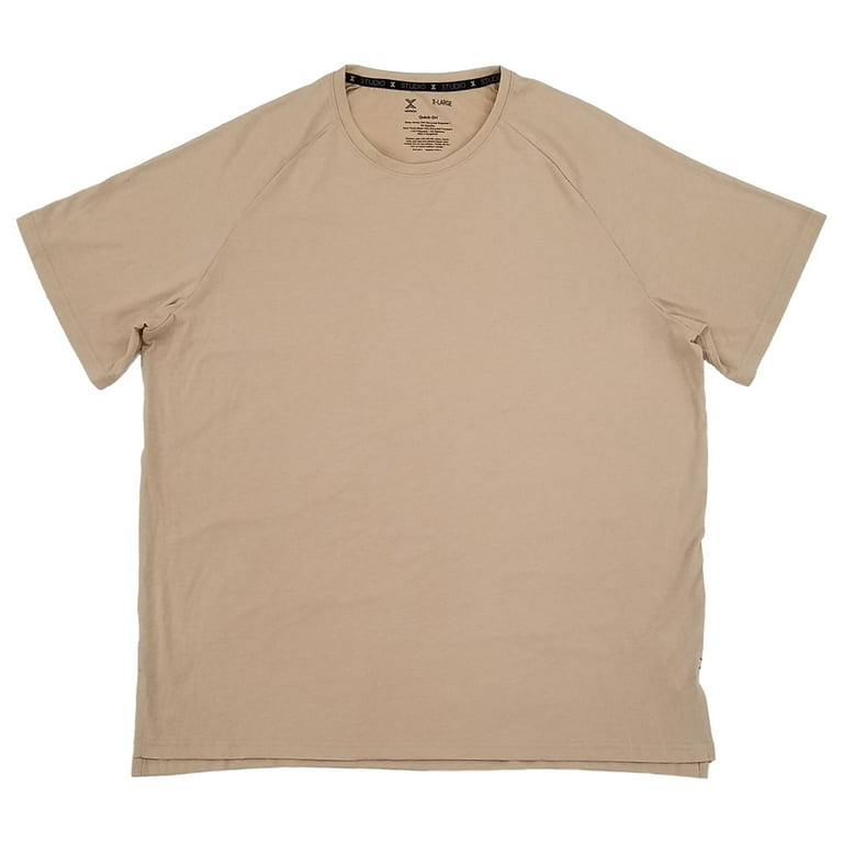 Xersion Mens Coastal Beige Short Sleeve Crew Studio T-Shirt Xersion Mens Coastal Beige Short Sleeve Crew Studio T-Shirt