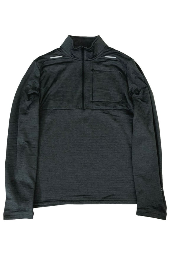 Mens Dark Gray 1/4 Zip Mock Neck Sweatshirt Jacket Shirt Large