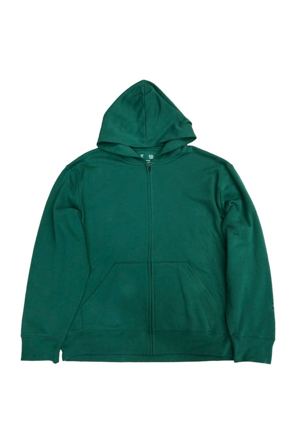 Mens Evergreen Green Fleece Zip Front Hooded Sweatshirt Hoodie XXL