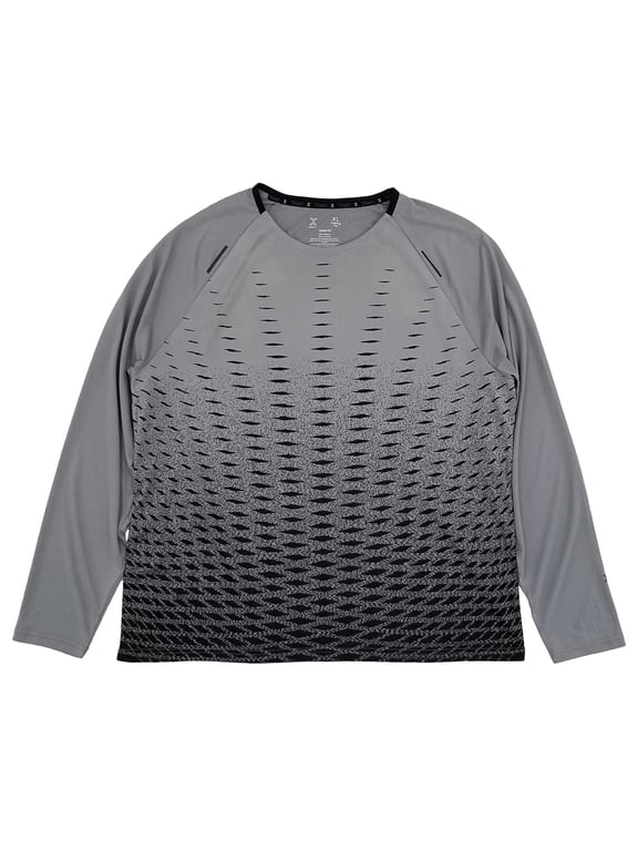 Mens Gray Black Long Sleeve Training Tee Activewear T-Shirt XX-Large