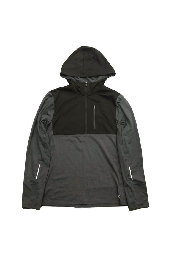 Mens Lightweight Gray & Black Reflective Hoodie Sweatshirt Jacket Medium