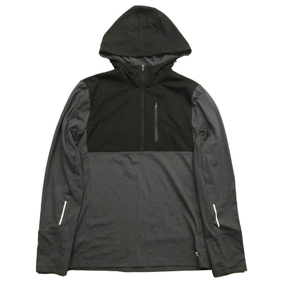 Xersion Mens Lightweight Gray & Black Reflective Hoodie Sweatshirt Jacket Medium