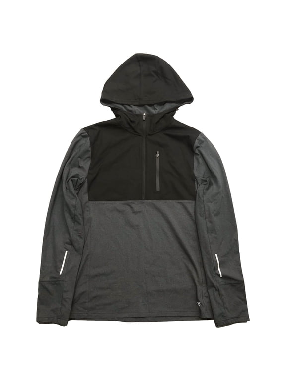 Mens Lightweight Gray & Black Reflective Hoodie Sweatshirt Jacket XXL