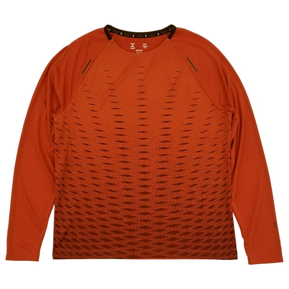 Xersion Mens Orange Burgundy Long Sleeve Training Tee Activewear T-Shirt Medium