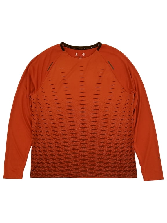 Mens Orange Burgundy Long Sleeve Training Tee Activewear T-Shirt Small