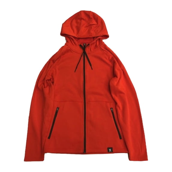Xersion Mens Orange Performance Fleece Zip Front Hooded Sweatshirt Hoodie Large