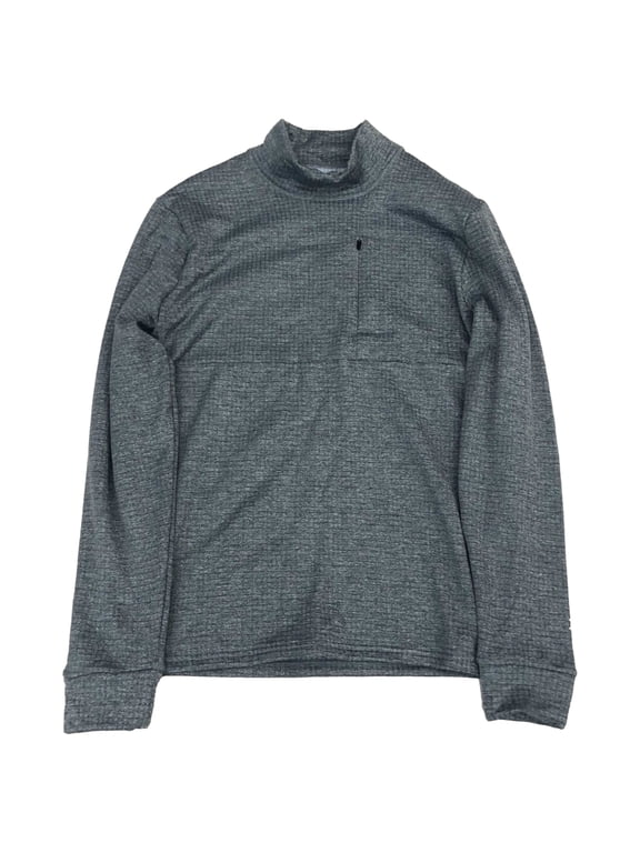 Mens Pale Blue Gray Waffle Grid Mock Neck Warmth Athletic Shirt XX-Large